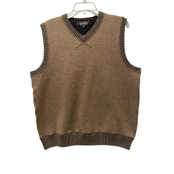 Mens Sweater Vest Large Y2K 90’s Grandpacore Layering Preppy Neutral Office - Picture 1 of 5